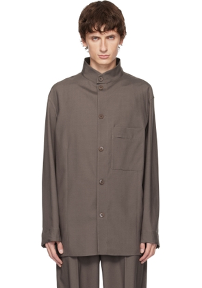 ZEGNA Brown Standing Collar Overshirt