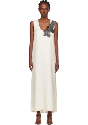 Róhe Off-White Scoop-Neck Silk Lace Midi Dress