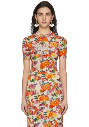 Rabanne SSENSE Exclusive Beige & Multicolor Capsule Printed Nacre Crop T-Shirt