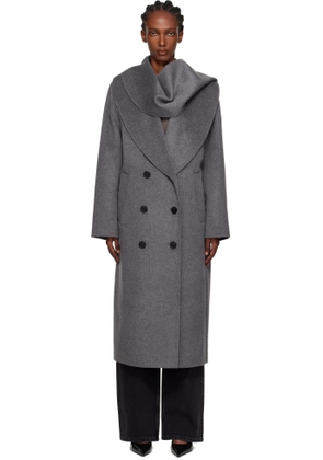 Róhe Gray Signature Double-Faced Scarf Coat