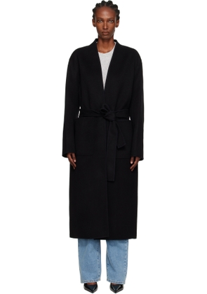 Róhe Black Double-Faced Wool Coat