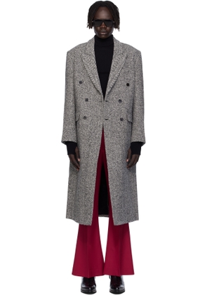 Ernest W. Baker Black & White Double-Breasted Coat