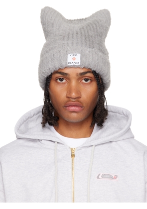 Casablanca Gray Fluffy Nylon Square Beanie