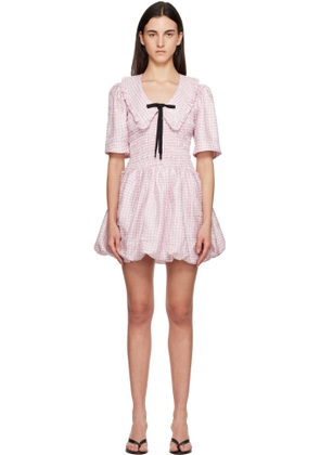 GANNI Pink Check Smock Minidress