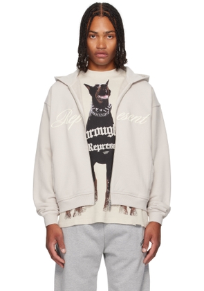 Represent Gray Script Logo Zip Hoodie