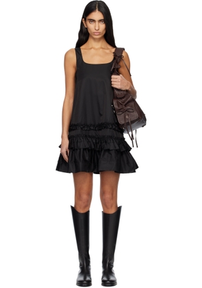 GANNI Black Duchesse Nylon Minidress