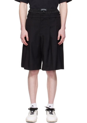 Marine Serre Black Virgin Wool Twill Shorts