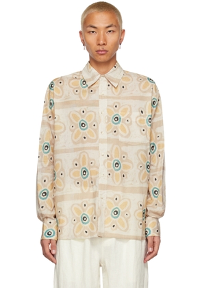 COMMAS Beige Floral Stripe Shirt