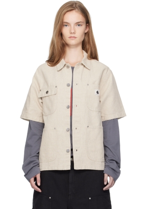 Carhartt Work In Progress Beige Short Sleeve Michigan Shirt