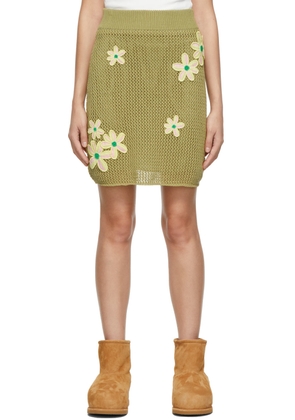 SJYP Green Motif Embroidery Mini Skirt