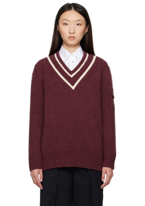 Moncler Burgundy Padded V-Neck Sweater