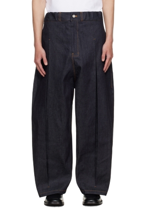 SAGE NATION Navy Box Pleat Jeans