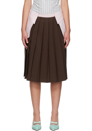 Ashley Williams Brown & Pink Collar Midi Skirt