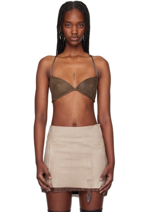 Liza Keane Brown Eros Leather Bra