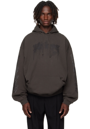VETEMENTS Brown Cradle of Filth Dripping Logo Oversized Hoodie