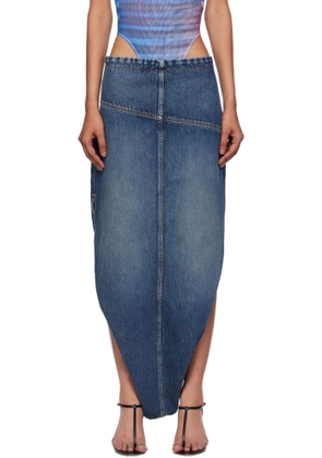 Jean Paul Gaultier Blue Internal Belt & Zipped Opening Denim Maxi Skirt