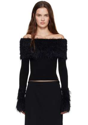 Jean Paul Gaultier Black Viscose Ribbed & Hairy Sweater