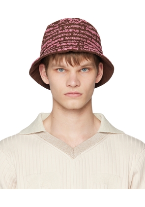 JACQUEMUS Brown & Pink Le Raphia 'Le Bob Bordado' Bucket Hat
