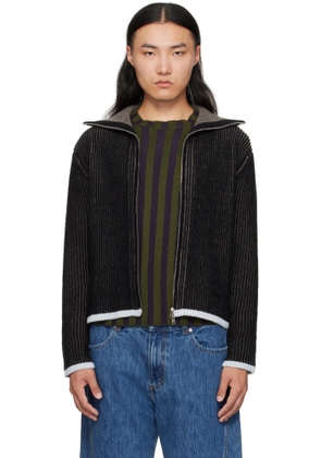 Eckhaus Latta Black & Brown Huddle Zip Sweater