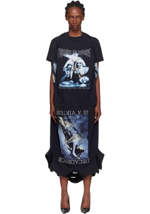 VETEMENTS Black Cradle of Filth Multi T-Shirt Maxi Dress