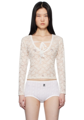 Yuhan Wang SSENSE Exclusive Off-White Ribbon Lace Blouse