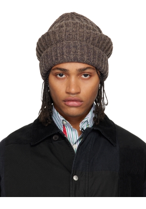 Maison Margiela Brown Rib-Knit Beanie