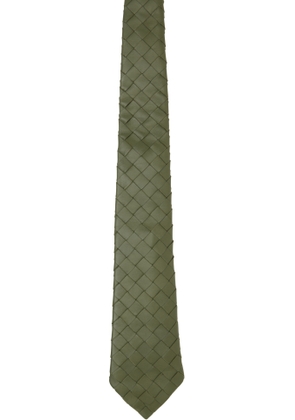 Bottega Veneta Khaki Intrecciato Leather Tie