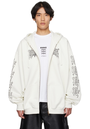 VETEMENTS Off-White Cradle of Filth Logo Oversized Zip-Up Hoodie