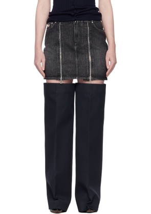 Jean Paul Gaultier Black Front Zipped Denim Miniskirt