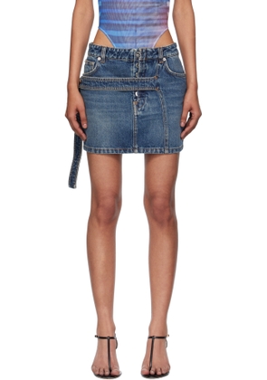 Jean Paul Gaultier Blue Low Waisted Strap Denim Miniskirt