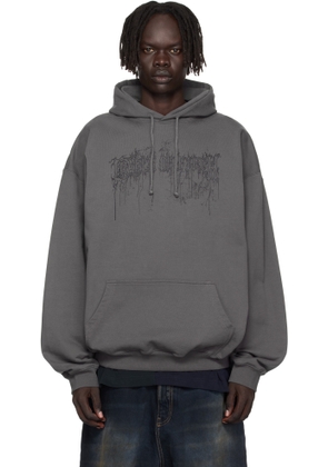 VETEMENTS Gray Cradle of Filth Dripped Logo Oversized Hoodie