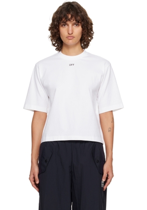 Off-White White Embroidered Flowers Arrow Boxy T-shirt