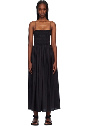 Matteau Black Shirred Bodice Midi Dress