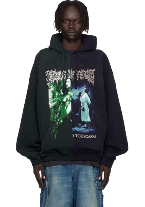 VETEMENTS Navy & Green Cradle of Filth Cut-Up Oversized Hoodie