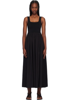 Matteau Black Knit & Cotton Midi Dress