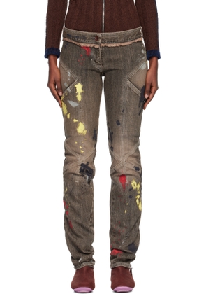 Kiko Kostadinov Brown K Painted Slim Jeans