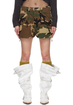 R13 Green & Brown Loose Marianne Cargo Shorts