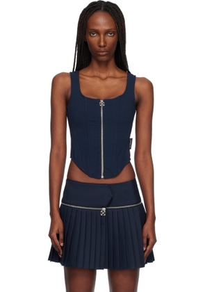 Off-White Navy Heavy Jer Corset Top