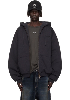 VETEMENTS Black Puffed Oversized Zip-Up Hoodie