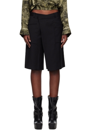 R13 Black Crossover Knee-Length Shorts