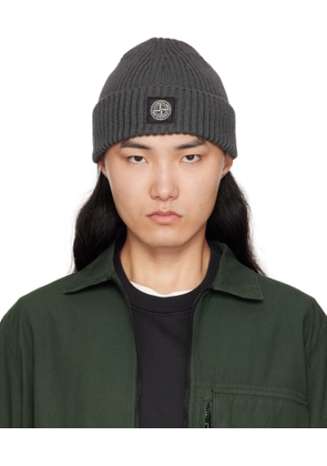 Stone Island Gray N100002 Full Rib RWS Wool Beanie