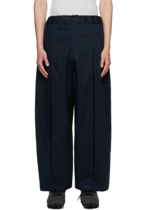 SAGE NATION Navy Box Pleat Trousers