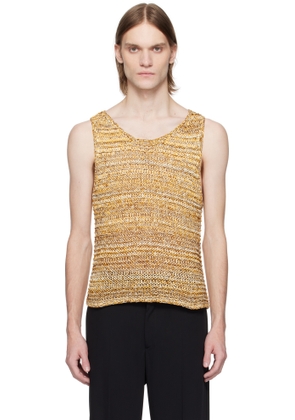 CMMN SWDN Yellow Tigran Loose-Knit Tank Top