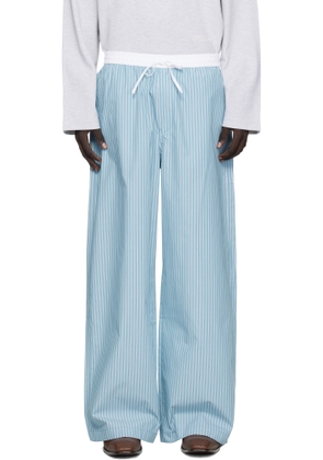 Acne Studios Blue Striped Cotton Trousers
