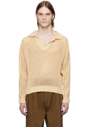 CMMN SWDN Beige Arram Open Knit Polo