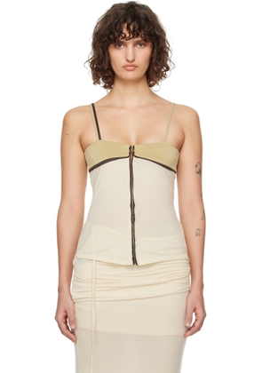 OPEN YY Off-White Contrast Trim Tank Top