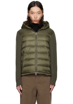 Moncler Khaki Padded Wool Zip-Up Down Hoodie