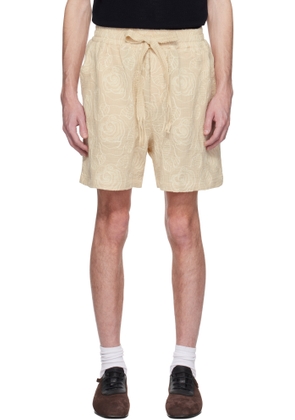 CMMN SWDN Beige Enzo Embroidered Shorts