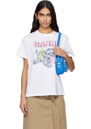 GANNI White Puppy T-shirt