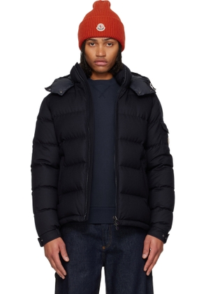 Moncler Navy Montgenevre Hooded Wool Flannel Short Down Jacket
